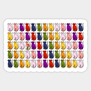 Clowder of Cats in Rainbow Colors Sticker